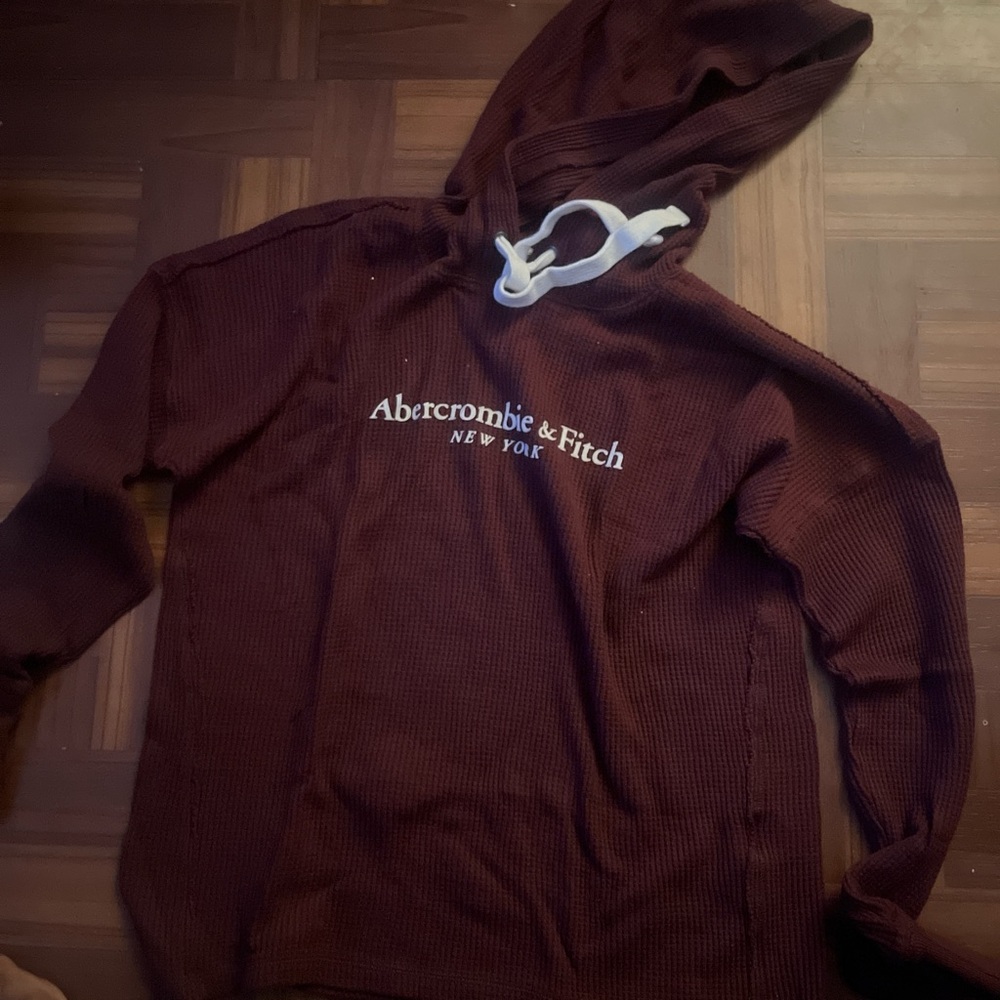 Abercrombie & Fitch burgundy and white hoodie